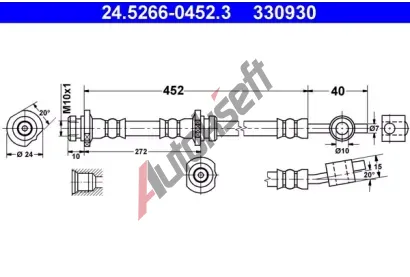 ATE Brzdov hadice - 452 mm AT 330930, 24.5266-0452.3