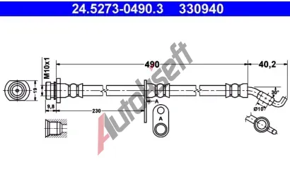 ATE Brzdov hadice - 490 mm AT 330940, 24.5273-0490.3