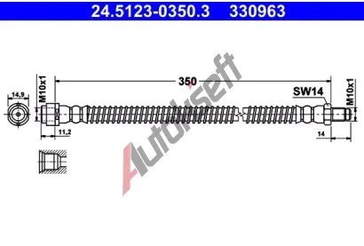 ATE Brzdov hadice - 350 mm AT 330963, 24.5123-0350.3