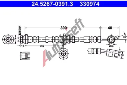 ATE Brzdov� hadice - 390 mm AT 330974, 24.5267-0391.3