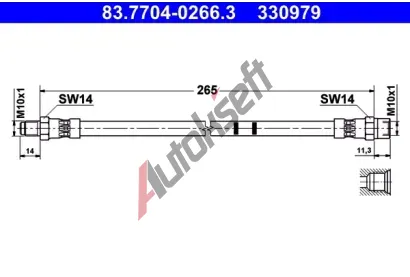 ATE Brzdov hadice - 265 mm AT 330979, 83.7704-0266.3