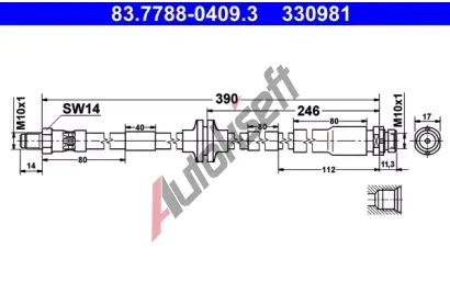 ATE Brzdov hadice - 410 mm AT 330981, 83.7788-0409.3