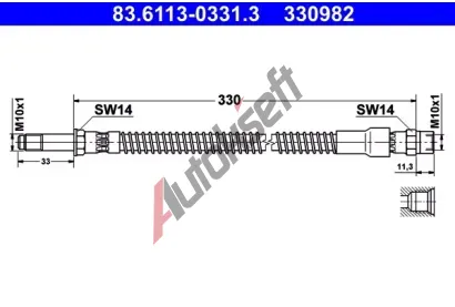 ATE Brzdov hadice - 330 mm AT 330982, 83.6113-0331.3