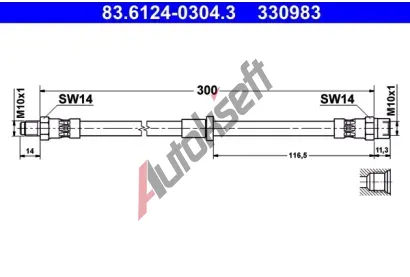 ATE Brzdov hadice - 300 mm AT 330983, 83.6124-0304.3