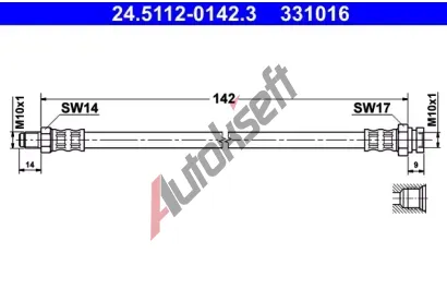ATE Brzdov hadice - 142 mm AT 331016, 24.5112-0142.3