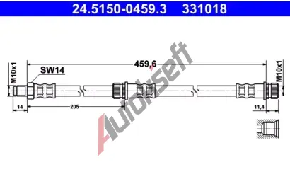 ATE Brzdov hadice - 459,6 mm AT 331018, 24.5150-0459.3