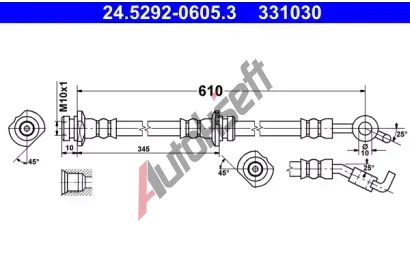 ATE Brzdov hadice - 605 mm AT 331030, 24.5292-0605.3