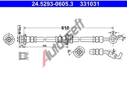 ATE Brzdov hadice - 605 mm AT 331031, 24.5293-0605.3