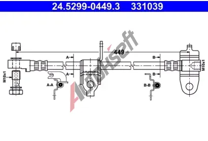 ATE Brzdov hadice - 449 mm AT 331039, 24.5299-0449.3