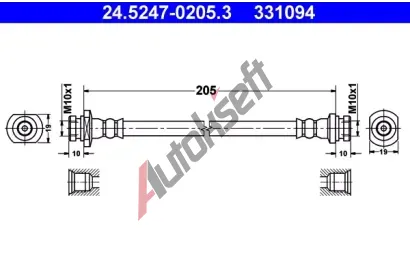 ATE Brzdov hadice - 205 mm AT 331094, 24.5247-0205.3