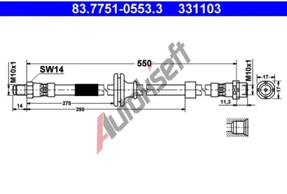 ATE Brzdová hadice - 550 mm AT 331103, 83.7751-0553.3 ATE Brzdová hadice - 550 mm AT 331103, 83.7751-0553.3