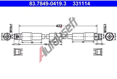 ATE Brzdov hadice - 422 mm AT 331114, 83.7849-0419.3