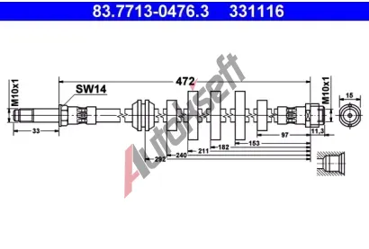 ATE Brzdov� hadice - 472 mm AT 331116, 83.7713-0476.3