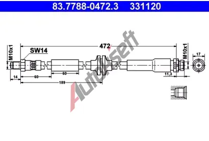 ATE Brzdová hadice - 472 mm AT 331120, 83.7788-0472.3 ATE Brzdová hadice - 472 mm AT 331120, 83.7788-0472.3