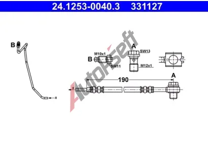 ATE Brzdov hadice - 190 mm AT 331127, 24.1253-0040.3