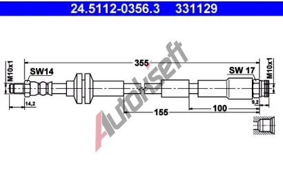 ATE Brzdov hadice - 355 mm AT 331129, 24.5112-0356.3