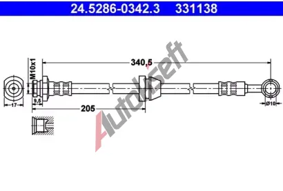 ATE Brzdov hadice - 341 mm AT 331138, 24.5286-0342.3