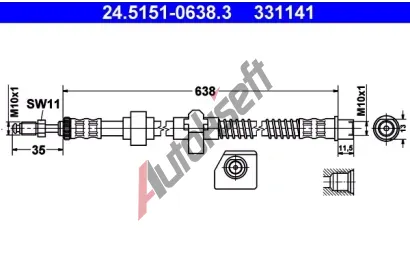 ATE Brzdov hadice - 638 mm AT 331141, 24.5151-0638.3