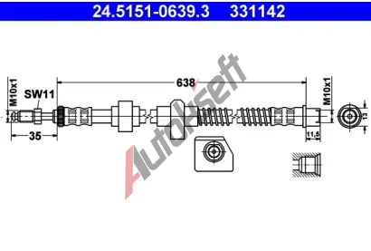 ATE Brzdov hadice - 638 mm AT 331142, 24.5151-0639.3