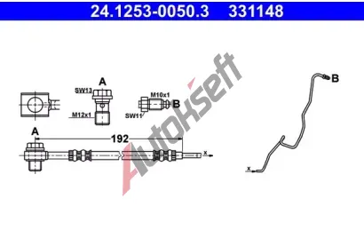 ATE Brzdov hadice - 192 mm AT 331148, 24.1253-0050.3