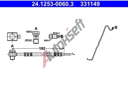 ATE Brzdov hadice - 192 mm AT 331149, 24.1253-0060.3