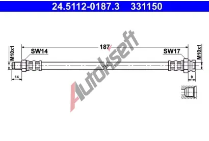ATE Brzdov hadice - 187 mm AT 331150, 24.5112-0187.3