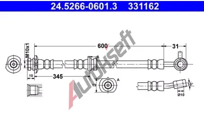 ATE Brzdov hadice - 600 mm AT 331162, 24.5266-0601.3