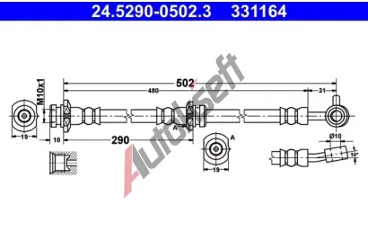 ATE Brzdov� hadice - 502 mm AT 331164, 24.5290-0502.3