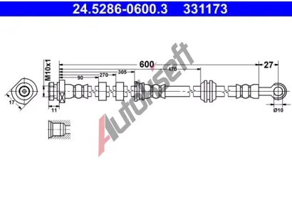 ATE Brzdov hadice - 600 mm AT 331173, 24.5286-0600.3