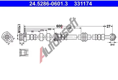 ATE Brzdov hadice - 600 mm AT 331174, 24.5286-0601.3