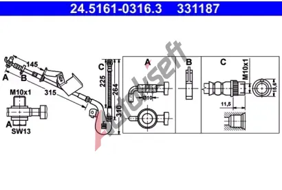 ATE Brzdov hadice - 310 mm AT 331187, 24.5161-0316.3