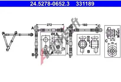 ATE Brzdov hadice - 652 mm AT 331189, 24.5278-0652.3