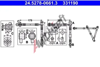 ATE Brzdov hadice - 661 mm AT 331190, 24.5278-0661.3