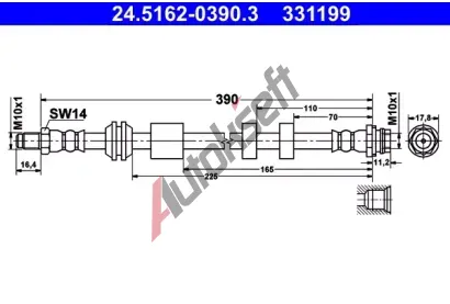 ATE Brzdov hadice - 390 mm AT 331199, 24.5162-0390.3