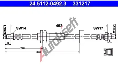 ATE Brzdov hadice - 492 mm AT 331217, 24.5112-0492.3