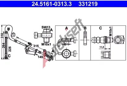 ATE Brzdov hadice - 310 mm AT 331219, 24.5161-0313.3