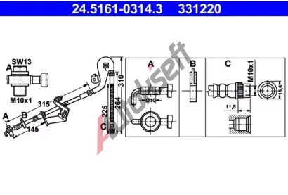 ATE Brzdov hadice - 310 mm AT 331220, 24.5161-0314.3