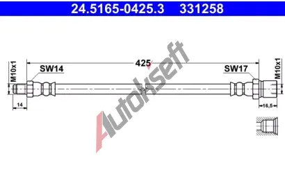 ATE Brzdov hadice - 425 mm AT 331258, 24.5165-0425.3