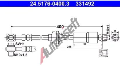 ATE Brzdová hadice AT 331492, 24.5176-0400.3 ATE Brzdová hadice AT 331492, 24.5176-0400.3