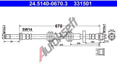 ATE Brzdov� hadice AT 331501, 24.5140-0670.3