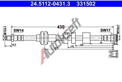 ATE Brzdová hadice AT 331502, 24.5112-0431.3 ATE Brzdová hadice AT 331502, 24.5112-0431.3