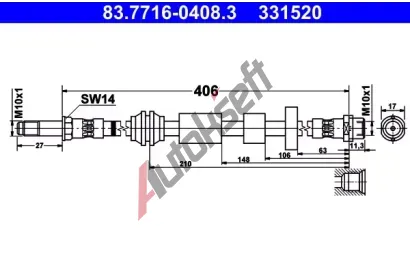 ATE Brzdová hadice AT 331520, 83.7716-0408.3 ATE Brzdová hadice AT 331520, 83.7716-0408.3