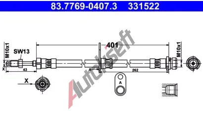ATE Brzdová hadice AT 331522, 83.7769-0407.3 ATE Brzdová hadice AT 331522, 83.7769-0407.3