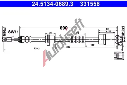 ATE Brzdová hadice AT 331558, 24.5134-0689.3 ATE Brzdová hadice AT 331558, 24.5134-0689.3