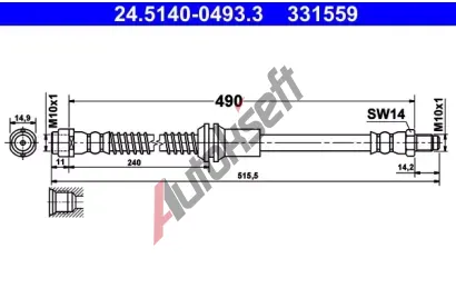 ATE Brzdová hadice AT 331559, 24.5140-0493.3 ATE Brzdová hadice AT 331559, 24.5140-0493.3