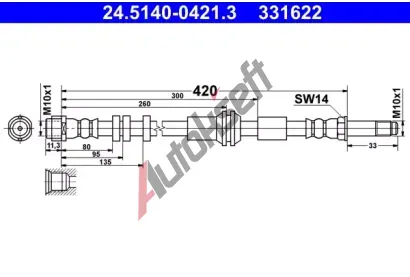 ATE Brzdová hadice AT 331622, 24.5140-0421.3 ATE Brzdová hadice AT 331622, 24.5140-0421.3