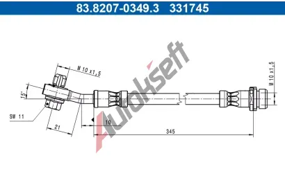 ATE Brzdová hadice AT 331745, 83.8207-0349.3 ATE Brzdová hadice AT 331745, 83.8207-0349.3