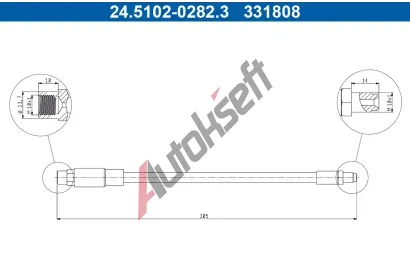 ATE Brzdová hadice AT 331808, 24.5102-0282.3 ATE Brzdová hadice AT 331808, 24.5102-0282.3
