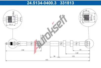 ATE Brzdová hadice AT 331813, 24.5134-0400.3 ATE Brzdová hadice AT 331813, 24.5134-0400.3