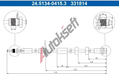 ATE Brzdová hadice AT 331814, 24.5134-0415.3  ATE Brzdová hadice AT 331814, 24.5134-0415.3